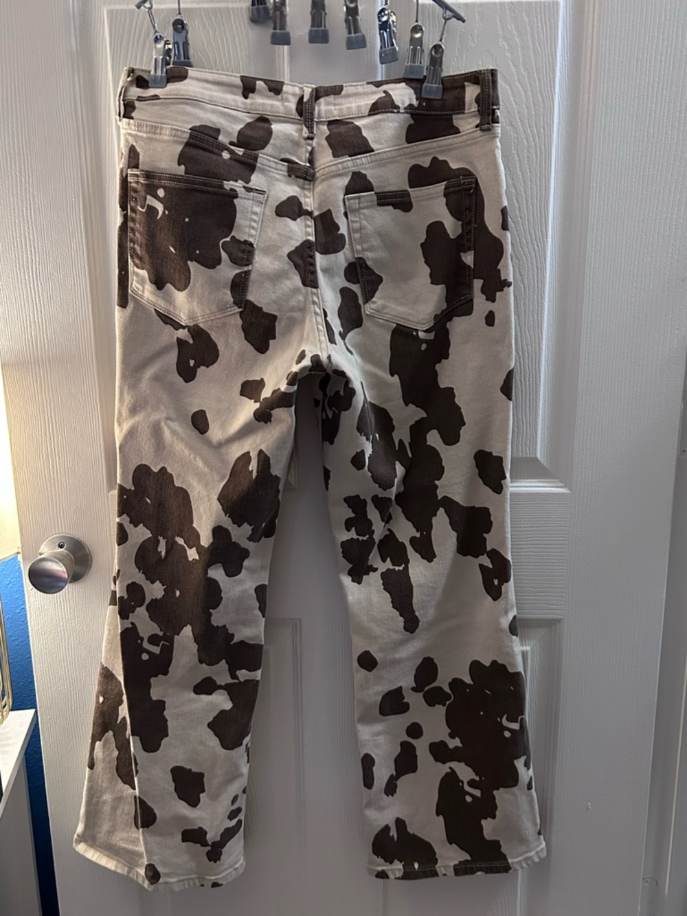 Just USA / Stitch Fix Cow Print Wide-Leg Jeans - Brown/White EUC - Picture 3 of 3
